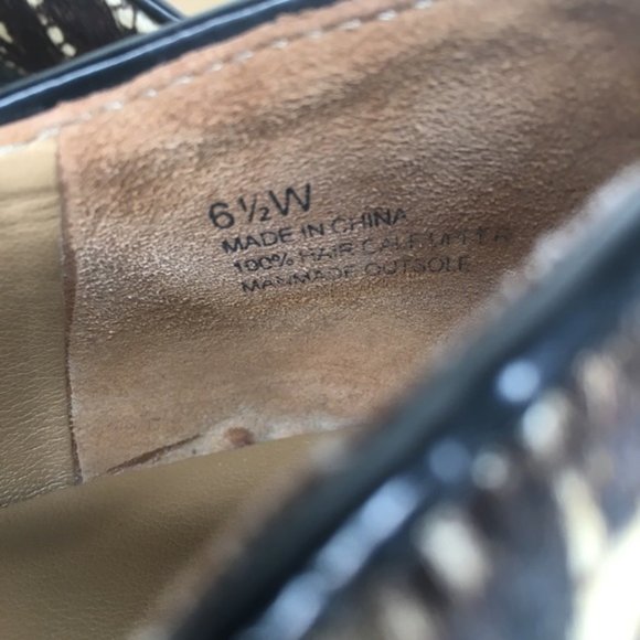 Talbots Size 6.5 Wide Calf Hair Lace Print Leather Pointed Toe Flats - Picture 11 of 13